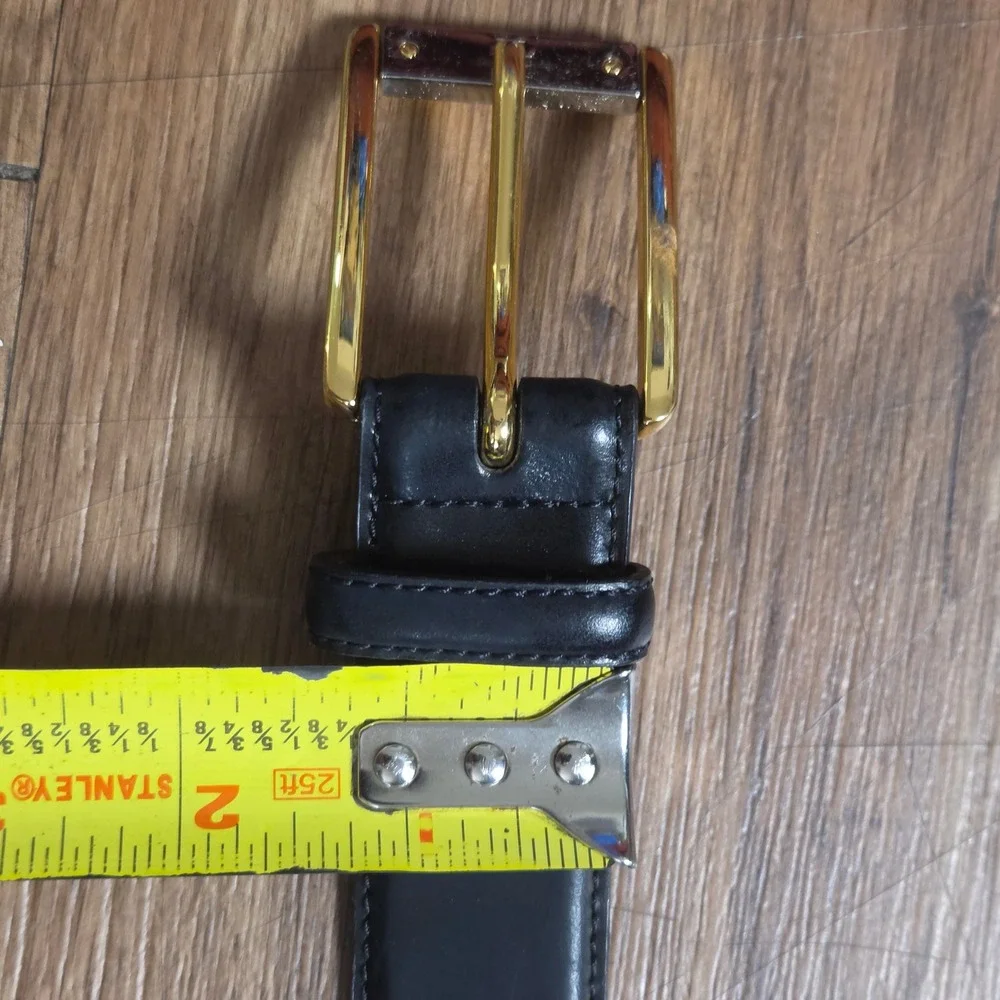 Ralph Lauren Mens Genuine Leather Belt Gold Tone Buckle Medium Minimalist Prep
